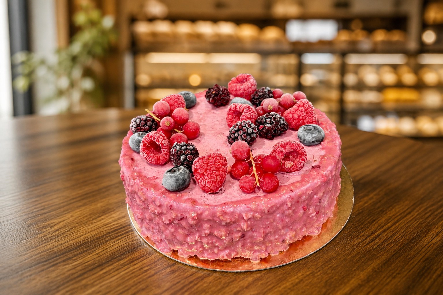 Gâteau rose aux fruits rouges Bertote
