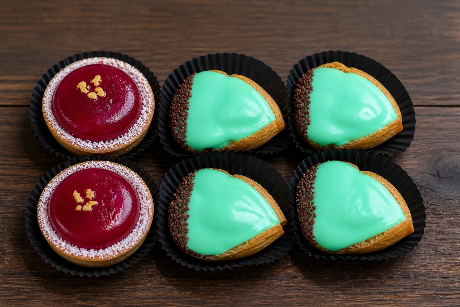 Assortiment de petites pâtisseries colorées
