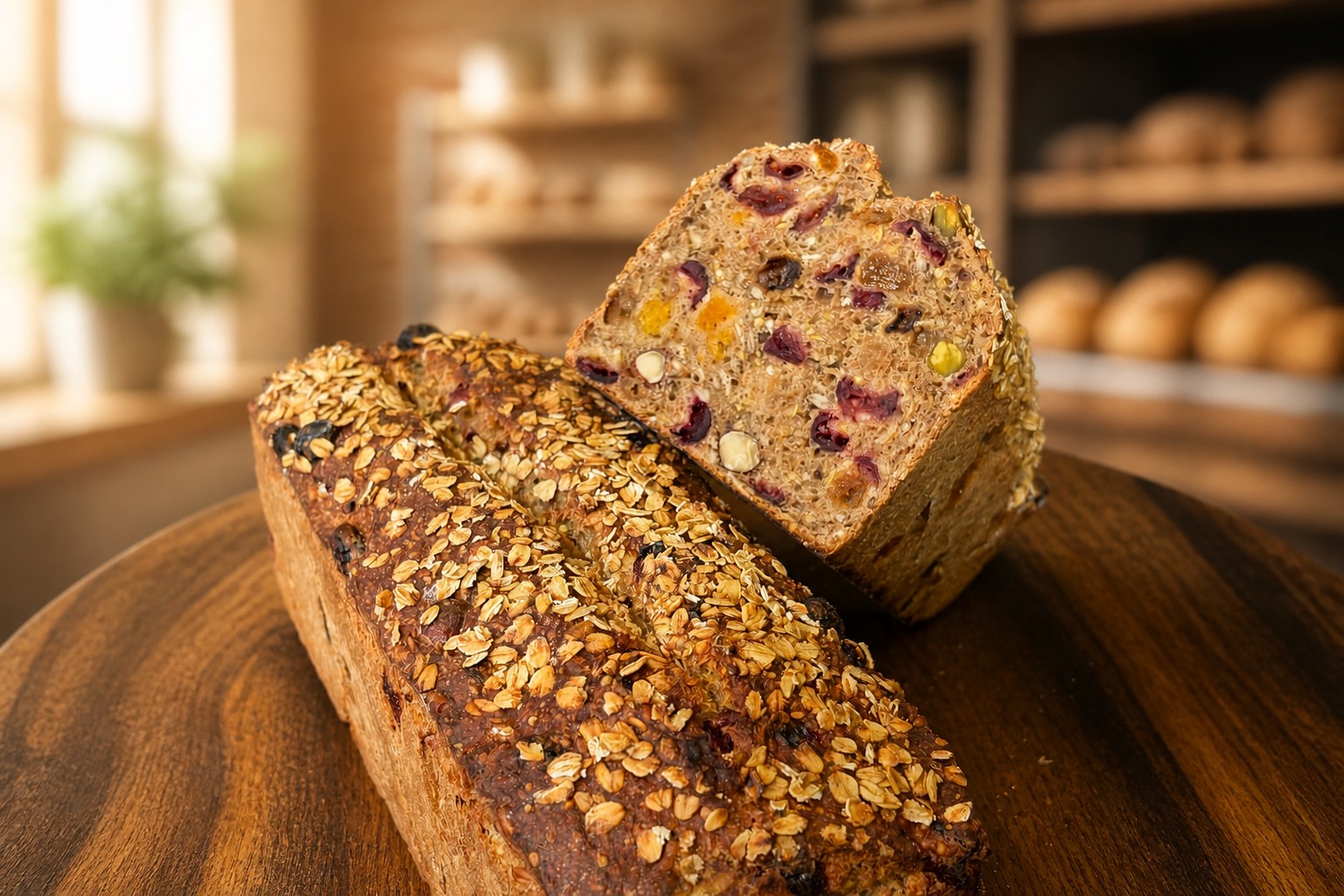 Pain aux fruits Bertote entier et coupé